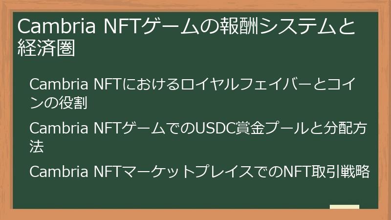 Cambria NFTゲームの報酬システムと経済圏