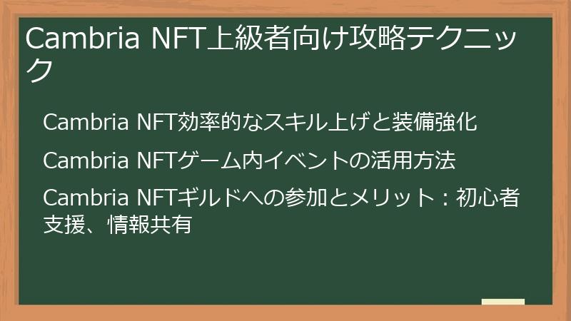Cambria NFT上級者向け攻略テクニック