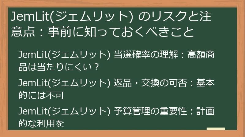 JemLit(ジェムリット) のリスクと注意点：事前に知っておくべきこと