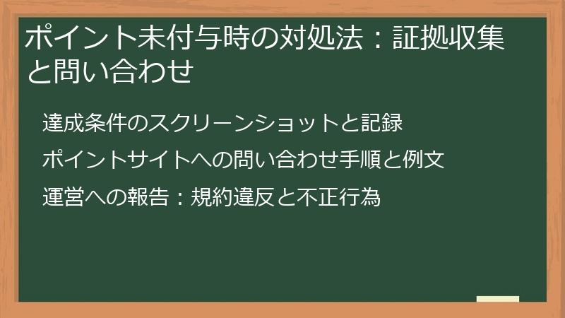 ポイント未付与時の対処法：証拠収集と問い合わせ