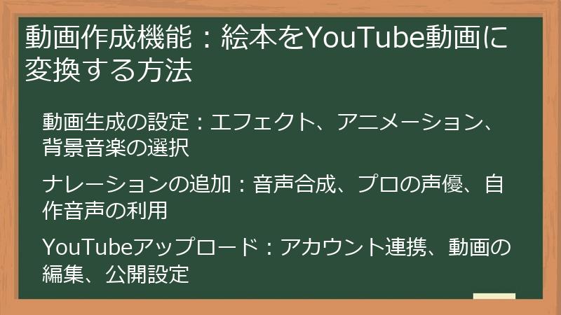 動画作成機能：絵本をYouTube動画に変換する方法