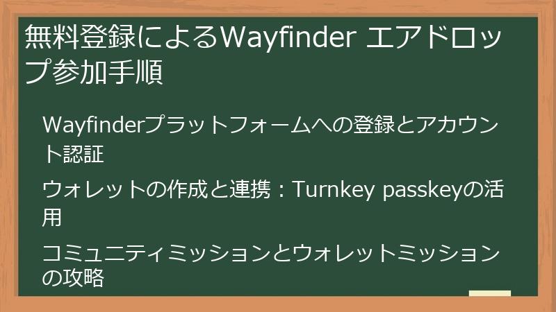 無料登録によるWayfinder エアドロップ参加手順