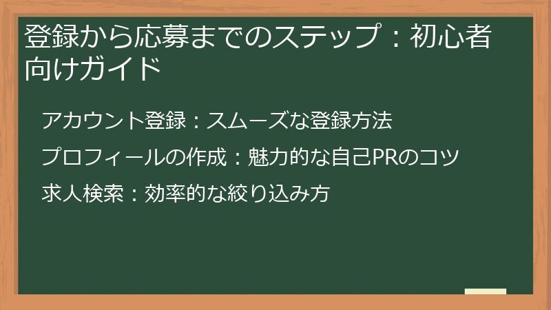 登録から応募までのステップ：初心者向けガイド
