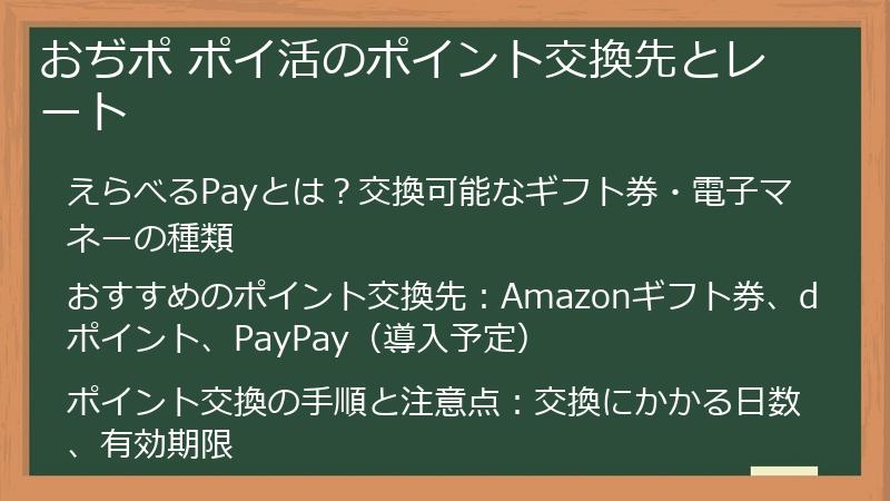おぢポ ポイ活のポイント交換先とレート