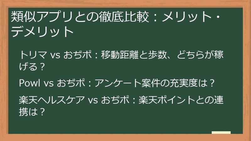 類似アプリとの徹底比較：メリット・デメリット