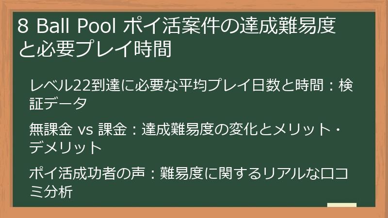8 Ball Pool ポイ活案件の達成難易度と必要プレイ時間