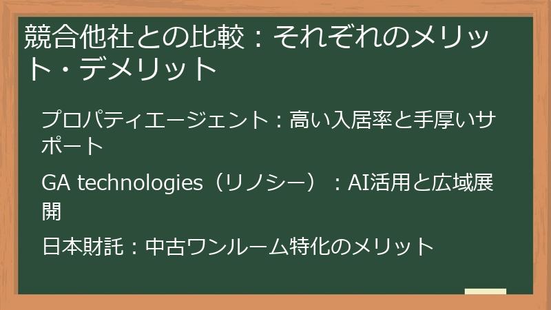 競合他社との比較：それぞれのメリット・デメリット