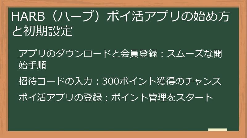 HARB（ハーブ）ポイ活アプリの始め方と初期設定