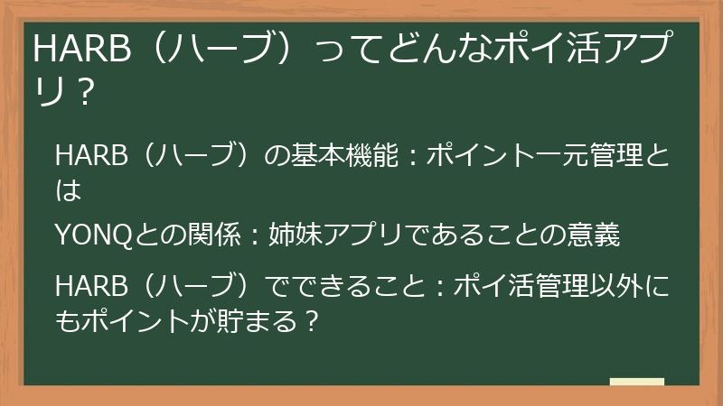 HARB（ハーブ）ってどんなポイ活アプリ？