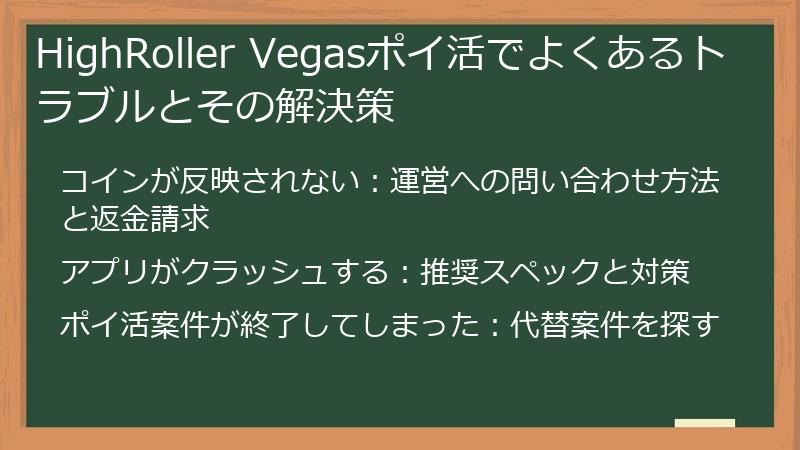 HighRoller Vegasポイ活でよくあるトラブルとその解決策