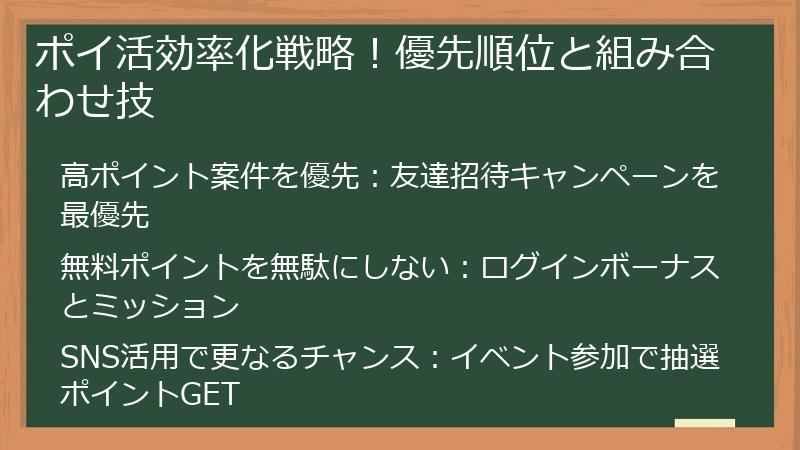 ポイ活効率化戦略！優先順位と組み合わせ技