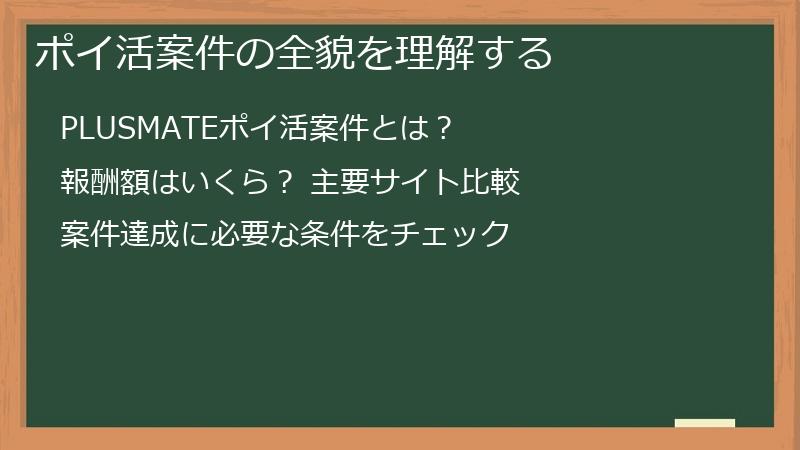 ポイ活案件の全貌を理解する