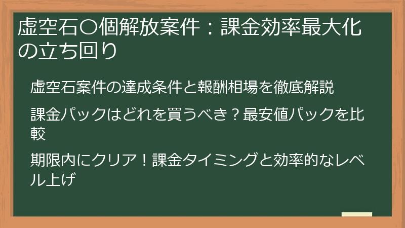 虚空石〇個解放案件：課金効率最大化の立ち回り