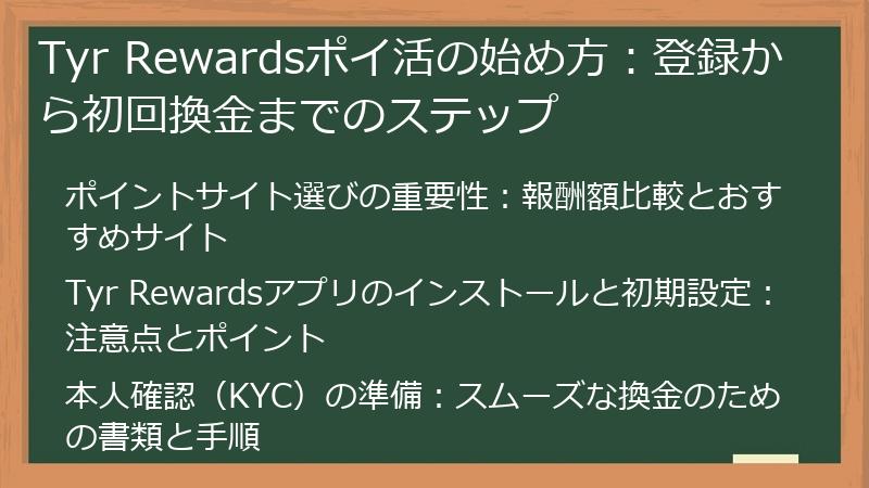 Tyr Rewardsポイ活の始め方：登録から初回換金までのステップ