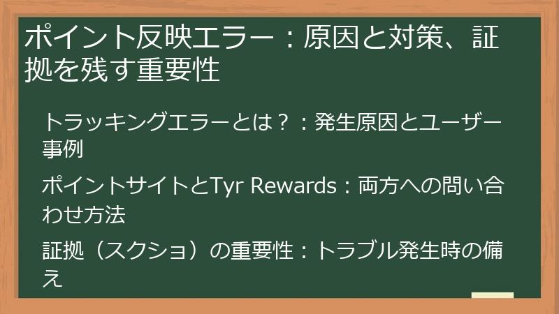 ポイント反映エラー：原因と対策、証拠を残す重要性