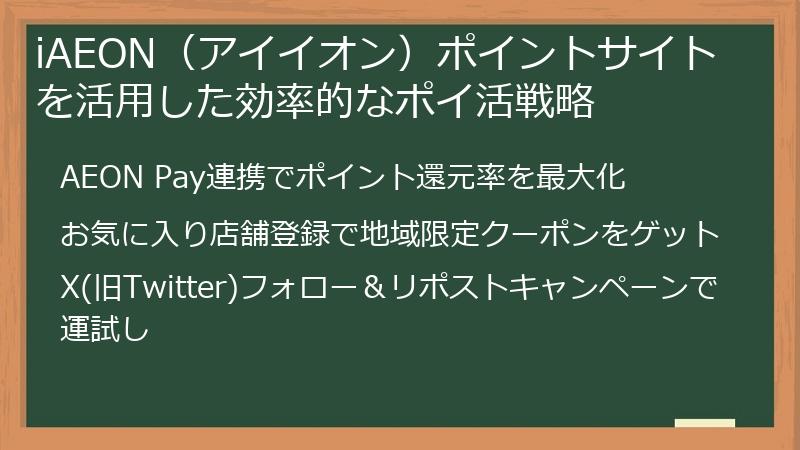 iAEON（アイイオン）ポイントサイトを活用した効率的なポイ活戦略
