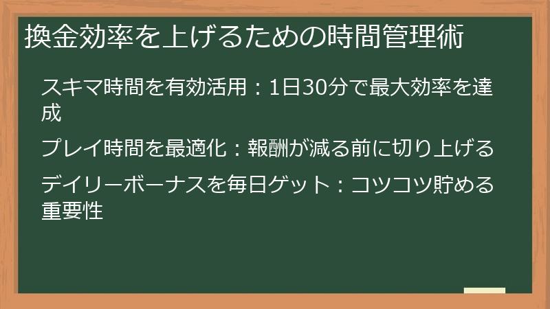 換金効率を上げるための時間管理術