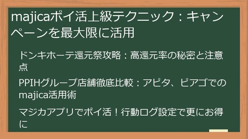majicaポイ活上級テクニック：キャンペーンを最大限に活用