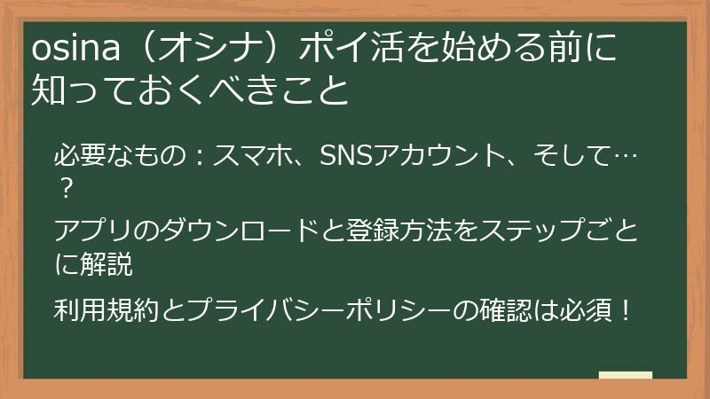 osina（オシナ）ポイ活を始める前に知っておくべきこと