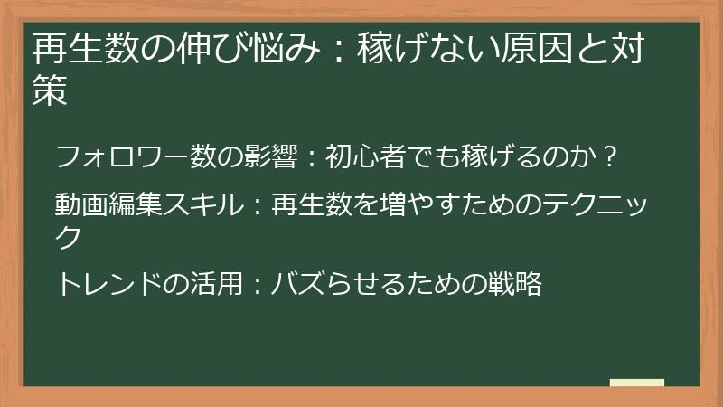 再生数の伸び悩み：稼げない原因と対策