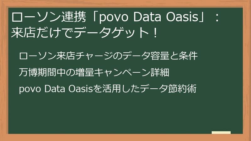 ローソン連携「povo Data Oasis」：来店だけでデータゲット！
