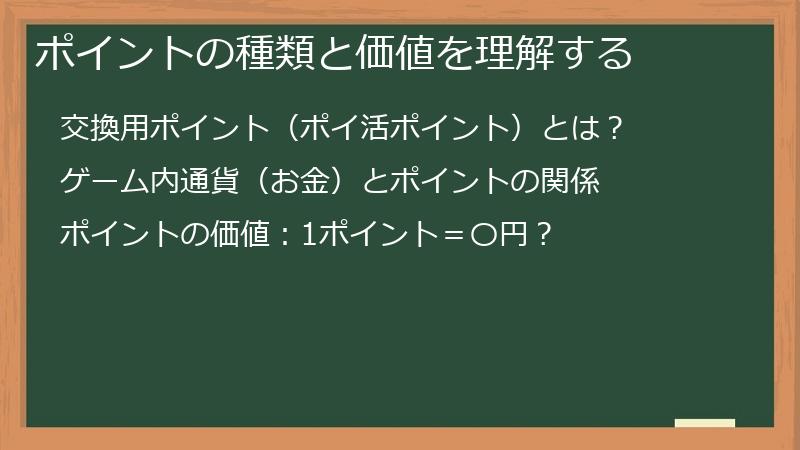 ポイントの種類と価値を理解する