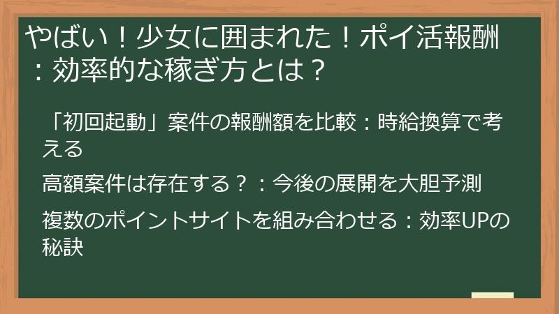 やばい！少女に囲まれた！ポイ活報酬：効率的な稼ぎ方とは？