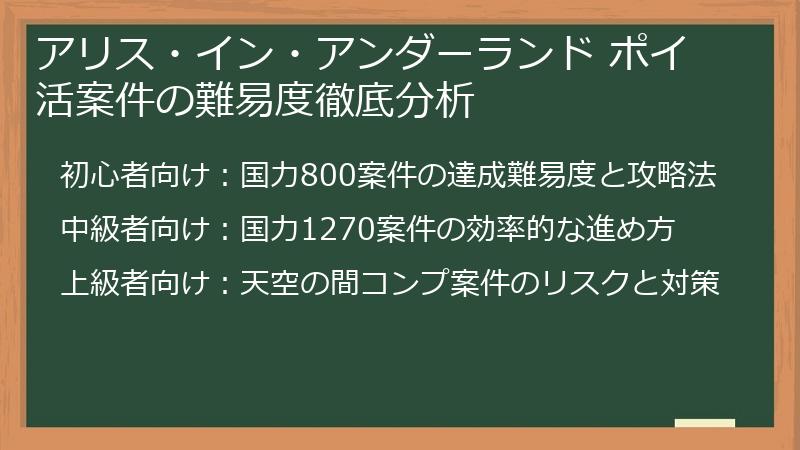 アリス・イン・アンダーランド ポイ活案件の難易度徹底分析