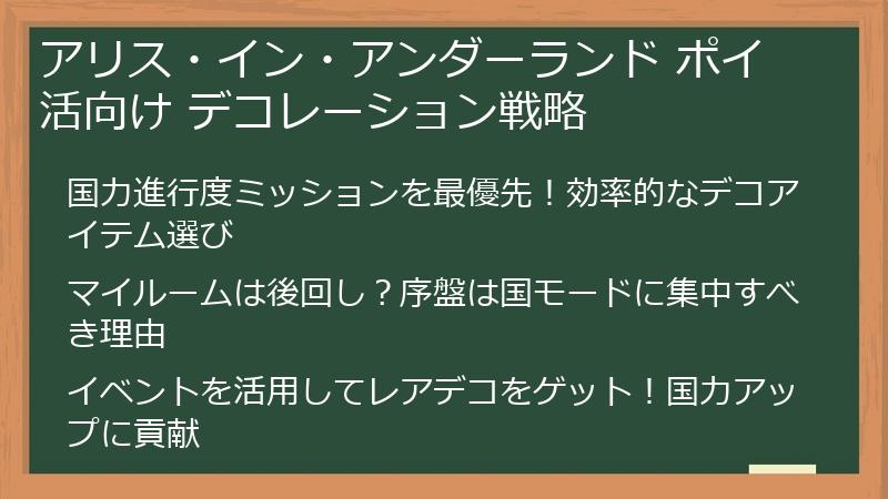アリス・イン・アンダーランド ポイ活向け デコレーション戦略