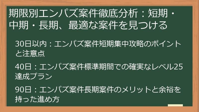 期限別エンパズ案件徹底分析：短期・中期・長期、最適な案件を見つける