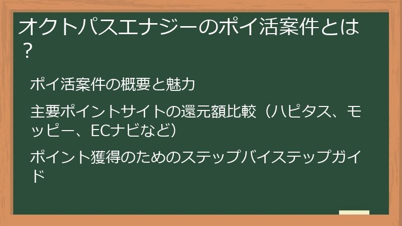 オクトパスエナジーのポイ活案件とは？