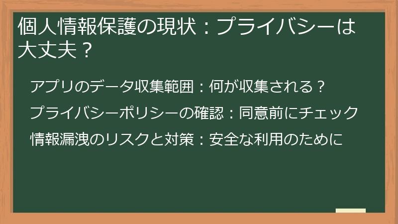 個人情報保護の現状：プライバシーは大丈夫？