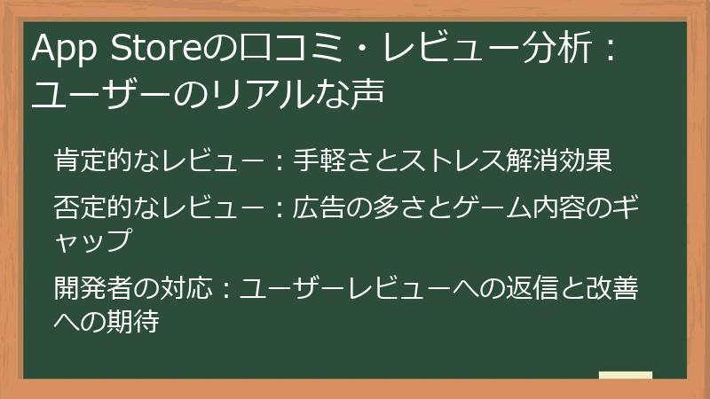 App Storeの口コミ・レビュー分析：ユーザーのリアルな声