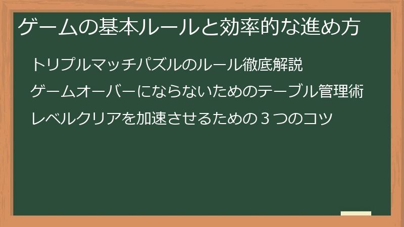 ゲームの基本ルールと効率的な進め方