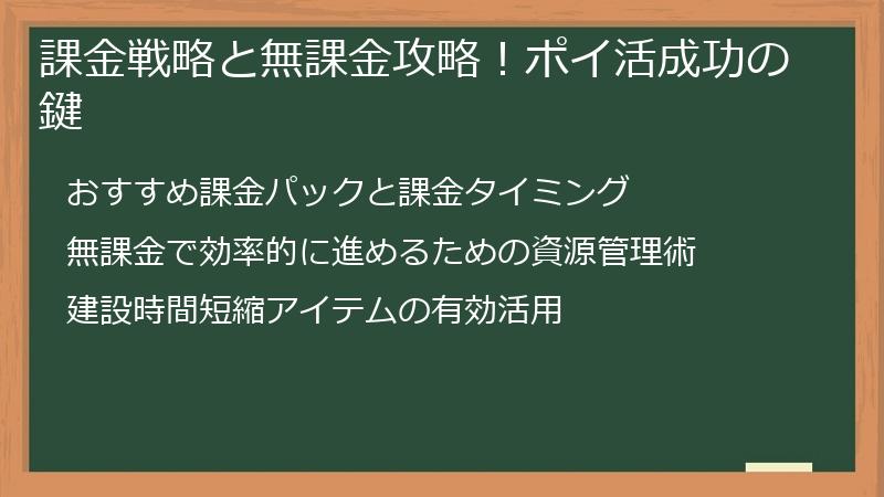 課金戦略と無課金攻略！ポイ活成功の鍵