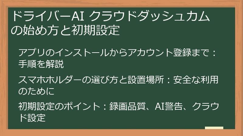 ドライバーAI クラウドダッシュカムの始め方と初期設定