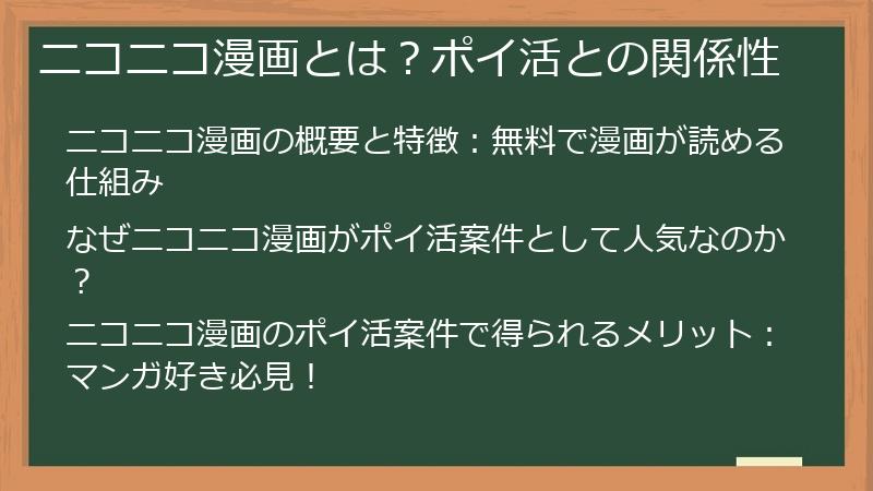 ニコニコ漫画とは？ポイ活との関係性