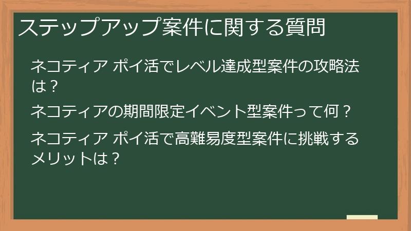 ステップアップ案件に関する質問