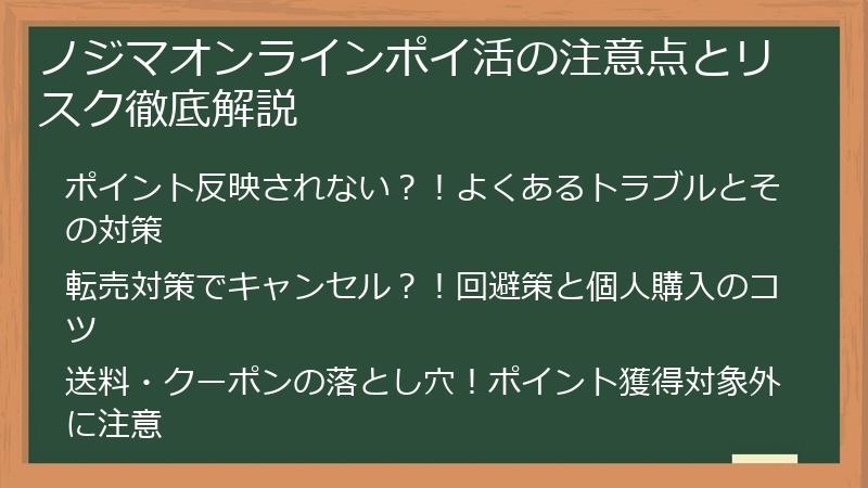 ノジマオンラインポイ活の注意点とリスク徹底解説