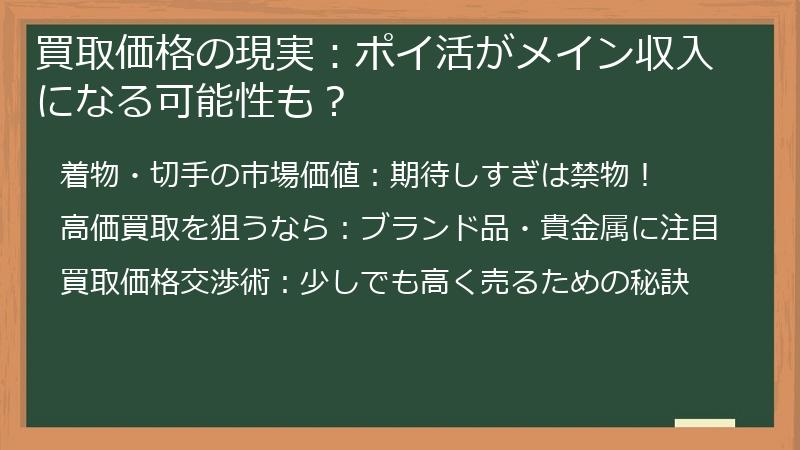 買取価格の現実：ポイ活がメイン収入になる可能性も？
