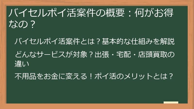 バイセルポイ活案件の概要：何がお得なの？