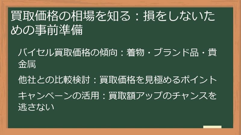 買取価格の相場を知る：損をしないための事前準備