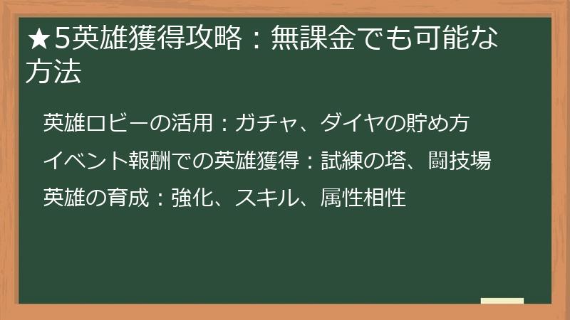 ★5英雄獲得攻略：無課金でも可能な方法