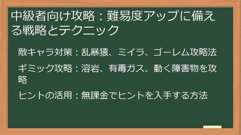 中級者向け攻略：難易度アップに備える戦略とテクニック