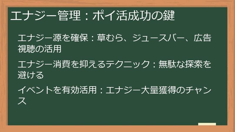 エナジー管理：ポイ活成功の鍵
