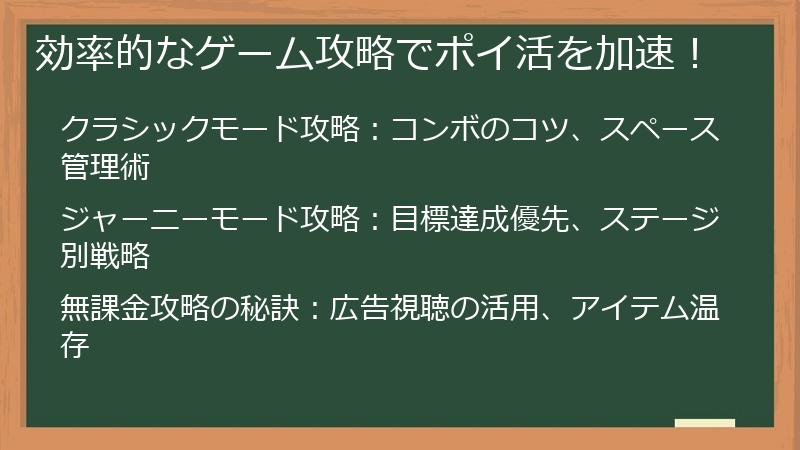 効率的なゲーム攻略でポイ活を加速！