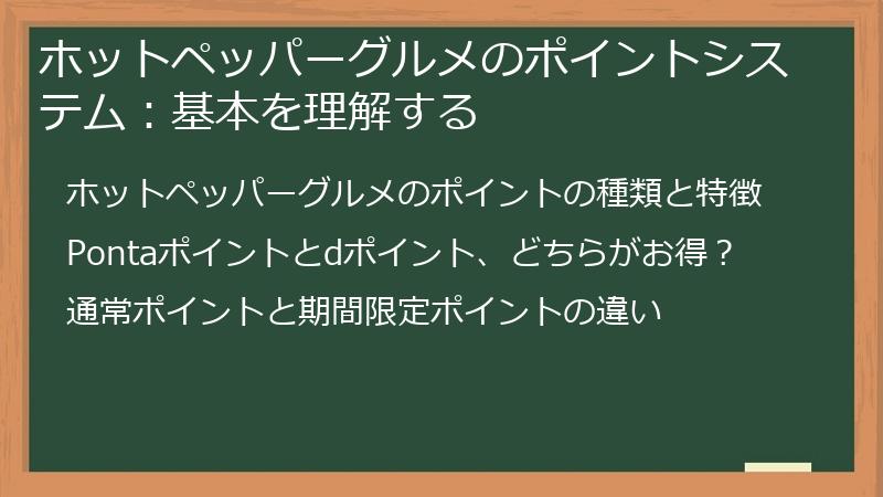 ホットペッパーグルメのポイントシステム：基本を理解する