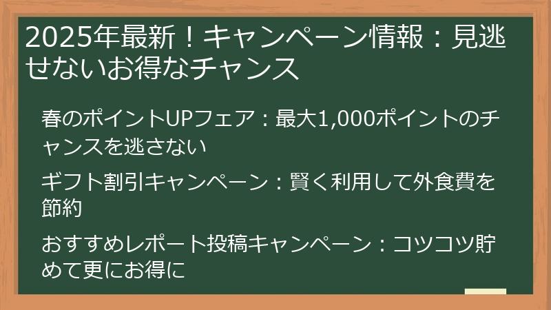 2025年最新！キャンペーン情報：見逃せないお得なチャンス