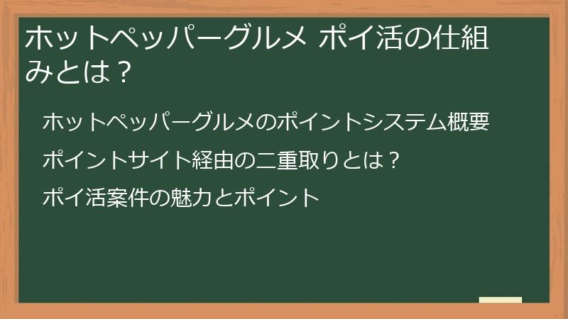 ホットペッパーグルメ ポイ活の仕組みとは？