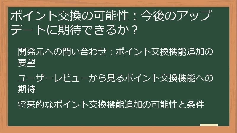 ポイント交換の可能性：今後のアップデートに期待できるか？